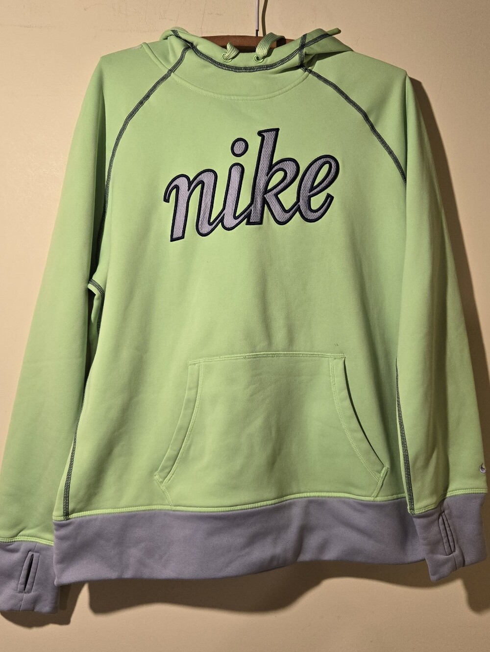 Women's Nike Neon Green Script Logo Pullover Hoodie
